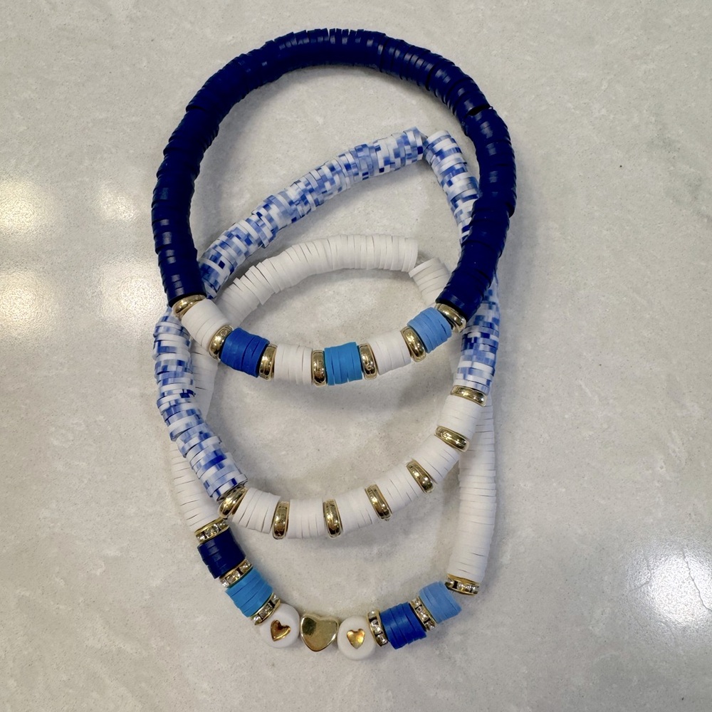 Set of 3. Handmade clay bead bracelets.